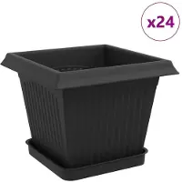 vidaXL Pots de fleurs, lot de 24, noir, 20 x 20 x 16 cm, plastique