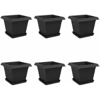 vidaXL Pots de fleurs, lot de 6, noir, 33 x 33 x 26 cm, plastique