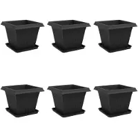 vidaXL Pots de fleurs, lot de 6, noir, 38 x 38 x 30 cm, plastique
