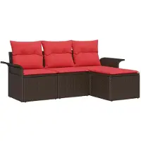 vidaXL Ensemble de canapés de jardin , 4 pièces, couleur marron, en polyrotin
