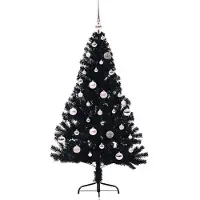 vidaXL Sapin de Noël artificiel pré-éclairé Noir 150 cm PVC