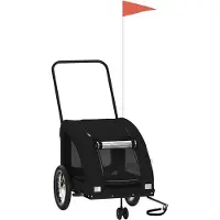 vidaXL Remorque pour vélo Chiens Noir Tissu Oxford et fer