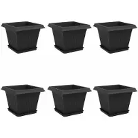 vidaXL Pots de fleurs, lot de 6, noir, 28,5 x 28,5 x 22 cm, plastique