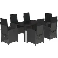 vidaXL Ensemble de jardin 7 pièces avec coussins Noir Poly Rattan