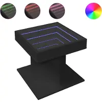 vidaXL Table basse LED noire 50x50x45 cm bois composite