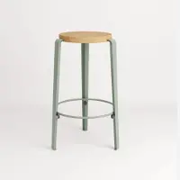 TIPTOE Mi Lou Tabouret de Bar - 66 cm (Solid oak / Eucalyptus Grey / Round) - Second Chance 2