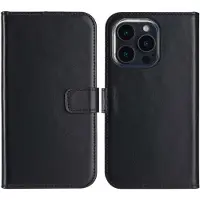 Selencia Étui portefeuille en cuir véritable Apple iPhone 16 Pro - Noir