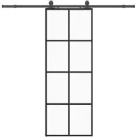 vidaXL Porte coulissante avec ferrure noire 76x205 cm verre ESG