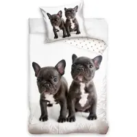 Carbotex Coton 140x200 Bouledogue français Psi blanc noir Taie d'oreiller 70x90 C24