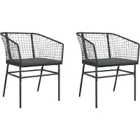 vidaXL Chaises de jardin 2 pcs. avec coussins noir Poly rotin