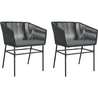vidaXL Chaises de jardin 2 pcs. avec coussins noir Poly rotin
