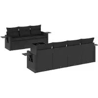 vidaXL Ensemble de jardin canapé 8 pièces avec coussins noir poly rotin