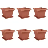 vidaXL Pots de fleurs, lot de 6, rouge brique, 43 x 43 x 33,5 cm, plastique