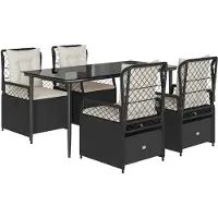 vidaXL Ensemble de jardin 5 pièces avec coussins Noir Poly Rattan