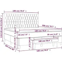 vidaXL Lit boxspring avec matelas noir 180x200 cm Tissu