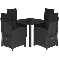 vidaXL Ensemble de jardin 5 pièces avec coussins Noir Poly Rattan