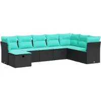 vidaXL Ensemble de jardin canapé 8 pièces avec coussins noir poly rotin
