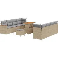 vidaXL Ensemble de canapés de jardin , 11 pièces, beige, en polyrotin
