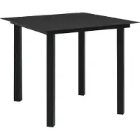 vidaXL Table de jardin "Pintesfeld" en verre, acier peint par poudrage en noir. Dimensions (L/l/H) 80x80x74 cm