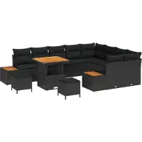 vidaXL Ensemble de canapé de jardin avec coussins 12 pcs noir