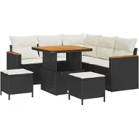 vidaXL Ensemble canapé de jardin 8 pcs noir poly rotin