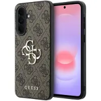 GUESS PU 4G Metal Logo Case for Samsung Galaxy A37 Brown (Samsung Galaxy A37), Coque pour téléphone portable, Marron