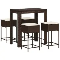 vidaXL Ensemble bar de jardin 5 pièces avec coussins Marron Poly rotin