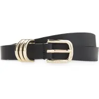 HUGO Ceinture en cuir italien avec boucle en métal doré