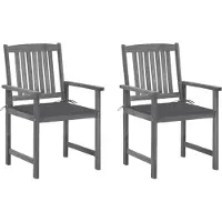 vidaXL Chaises de jardin avec coussins 2 pcs. Gris Bois massif Acacia