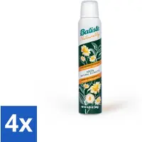 Batiste - Thé vert naturel & Camomille - Shampooing sec - Extraits 100% naturels - Rafraîchit et nettoie - 200 ml - Pack avantage - 4 pièces