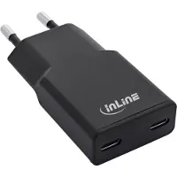 InLine Chargeur USB-C, 30 W, GaN, double port USB-C, PD/PPS, Black Cookie/noir