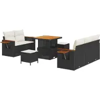 vidaXL Ensemble de canapés de jardin , 8 pièces, noir, en résine tressée