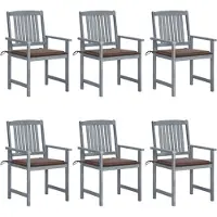 vidaXL Chaises de jardin avec coussins 6 pcs. Bois massif acacia gris