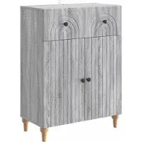vidaXL Meuble de rangement latéral, Sonoma-gris, 66 x 34,5 x 90 cm, fabriqué en panneaux de particules