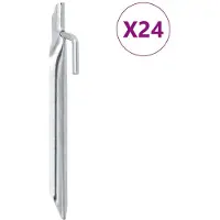 vidaXL Piquets de tente 24pcs en forme de V 17cm Ø20mm acier galvanisé