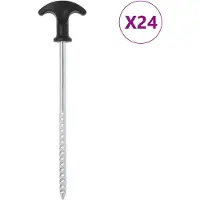 vidaXL Piquets de tente 24 pcs 20 cm Ø7 mm acier galvanisé