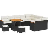 vidaXL Ensemble de canapés de jardin , 12 pièces, en résine tressée noire