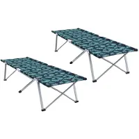 vidaXL Lit pliant pour camping, 2 pièces, motif forêt, 194 x 62,5 x 42,5 cm