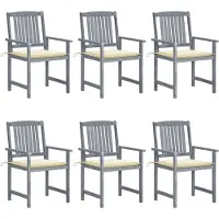 vidaXL Chaises de jardin avec coussins 6 pcs. Bois massif acacia gris