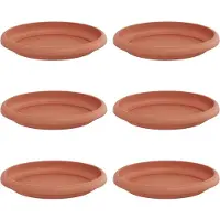 vidaXL Plateau À Fleurs Rond 6 Pcs Rouge Brique Ø 14 X 2 Cm Plastique