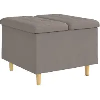 vidaXL Pouf de rangement avec coussin, taupe, 60 x 60 x 45 cm, tissu