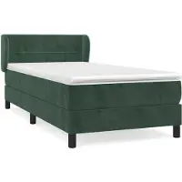 vidaXL Lit boxspring avec matelas vert foncé 140x200 cm velours