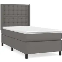 vidaXL Lit boxspring avec matelas Gris 80x200 cm similicuir