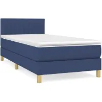 vidaXL Lit boxspring avec matelas bleu 120x190 cm Tissu