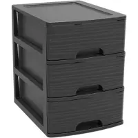 Eda Plastiques EDA 010322 NO EDA Boîte à tiroirs STONE, DIN A5, 3 tiroirs, PP, noir