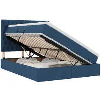vidaXL Lit coffre LED avec matelas, bleu, 140 x 200 cm, tissu