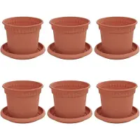 vidaXL Pots de fleurs, lot de 6, rouge brique, Ø 12,5 x 10 cm, plastique
