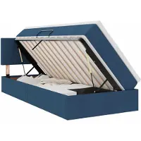 vidaXL Lit de rangement à LED avec matelas, bleu, 90 x 200 cm, tissu