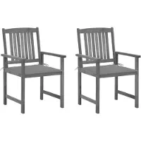 vidaXL Chaises de jardin avec coussins 2 pcs. Gris Bois massif Acacia