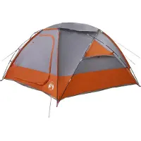 vidaXL Tente dôme avec double toit amovible, gris et orange, 12 personnes